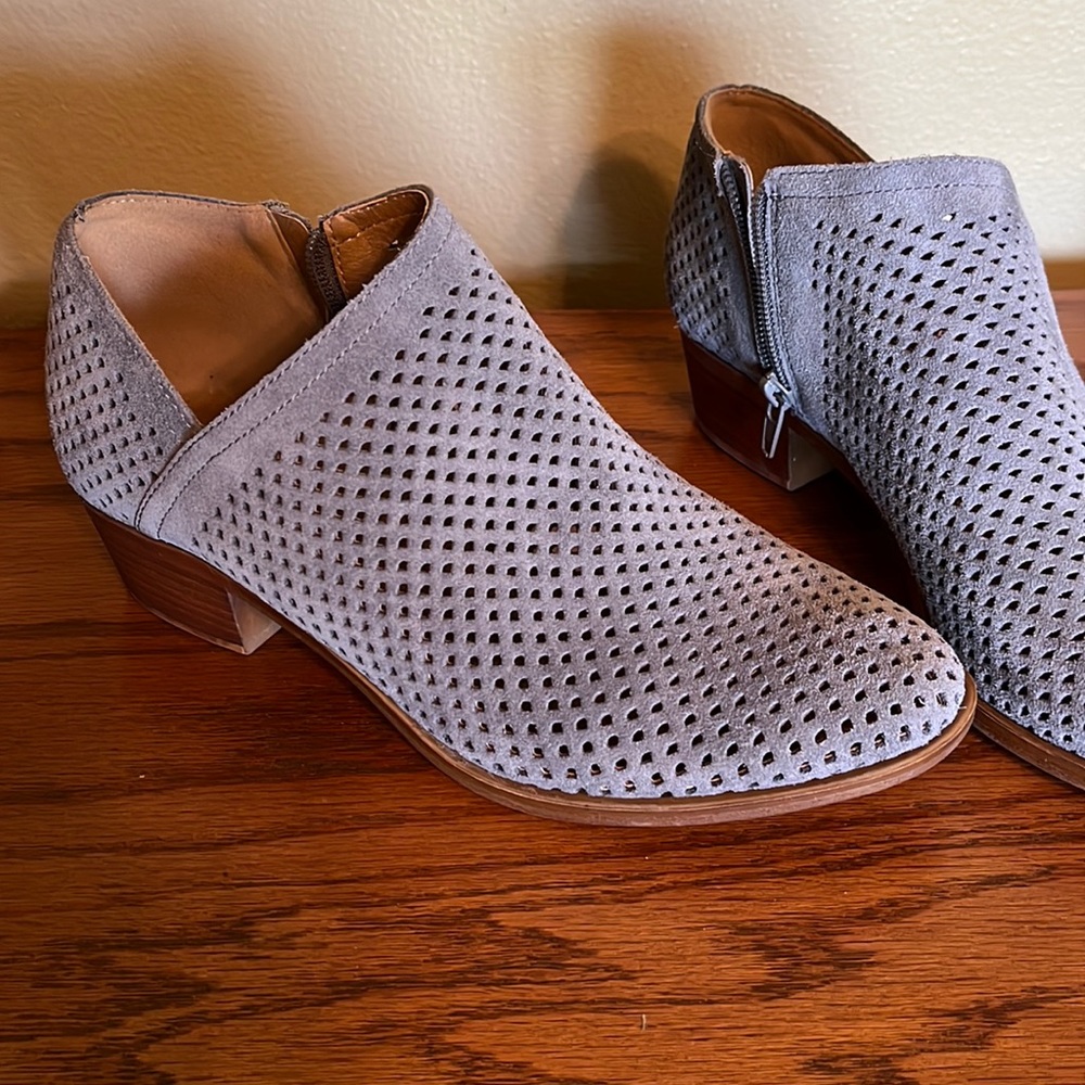 Womens lucky brand short perforated boots grey 8?